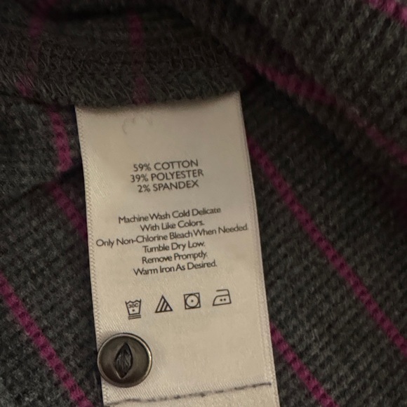 Eddie Bauer Charcoal and Magenta Striped Long Sleeve Tee - Picture 6 of 8